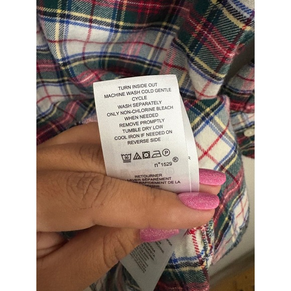 Lauren Ralph Lauren Flannel Cotton Sleep Shirt Plaid Embroidered‎ Logo Cabincore - Picture 7 of 12